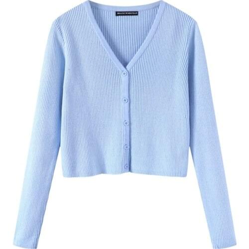 Sweet Women Soft Cotton V Neck Cardigan 2021 Spring-autumn Fashion Ladies England Style Sweater Female Solid Color Cardigan
