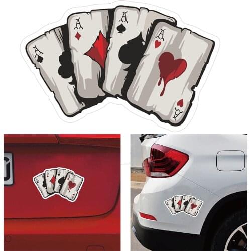 KKMOON 1PC hot sale funny car stickers Cartoon Playing Cards A Decal Motorcycle Car Sticker Car Styling Decoration auto product