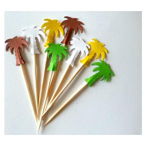 Coconut Tree cupcake toppers beach summer wedding cocktail Party Food Picks birthday toothpicks bridal showers cake topper