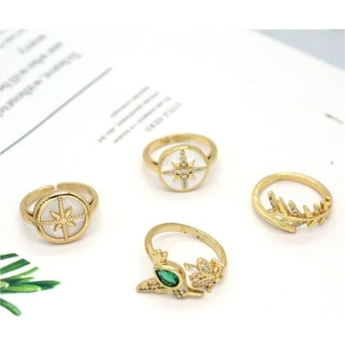 1PC European Vintage Crystal Meteor Round Enamel Ring For Women Simple Elegant Green Waterdrop Leaf Open Finger Ring Jewelry