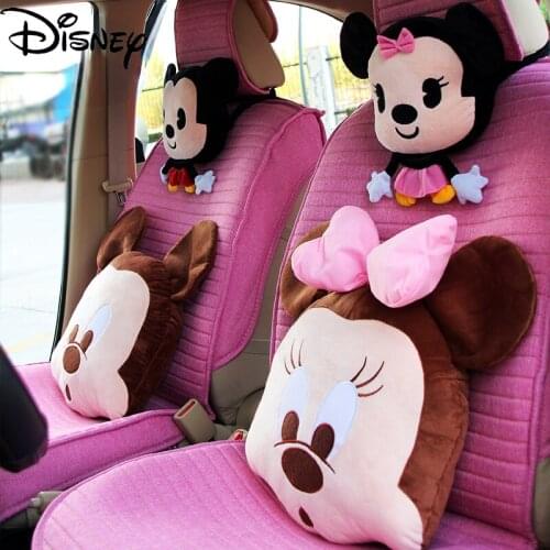 Disney Cartoon Mickey Mouse Creative Cute Personality Headrest Neck Pillow Pair Pillow Car Lumbar Pad Set