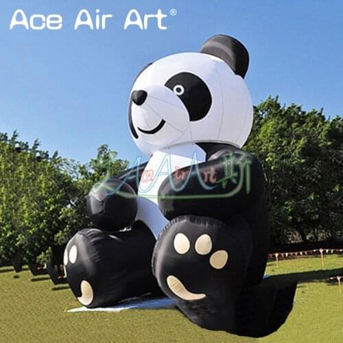 Cute giant inflatable sitting panda model replica with blower for advertising promotion/ Zoo display