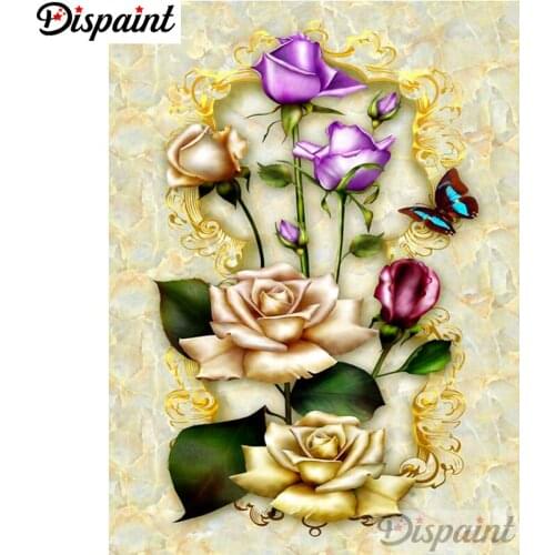 Dispaint Full Square/Round Drill 5D DIY Diamond Painting "Flower butterfly" Embroidery Cross Stitch 3D Home Decor A10897
