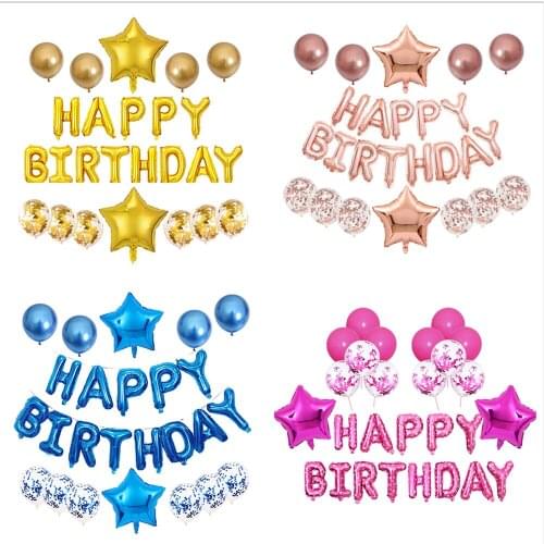 Happy Birthday Balloons Foil Letter Balloon Set Banners Garland Bunting Kids Birthday Baby Shower Anniversary Party Decoration