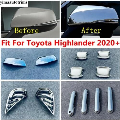 ABS Chrome Rear View Mirror Door Handle Bowl Front Fog Light Lamp Cover Trim Accessories For Toyota Highlander 2020 2021 2022