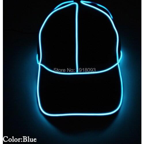 New Style 10Color Select EL Wire Glowing Baseball Cap LED Strip neon rope tube Neon light with DC-1.5V Steady on Inverter