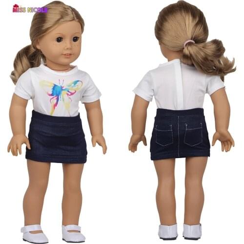 Hot Sale Item 18 Inch American Doll Clothes Suit +Short Dress Multicolor Printed Clothes For 1/3 BDJ Baby Born Doll