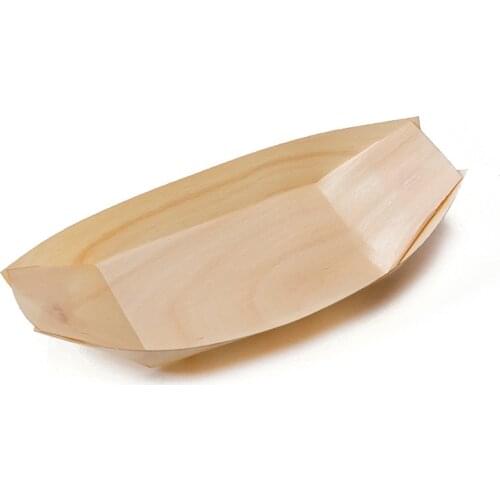 100PCS Disposable Sushi Wooden Boat Salad Dessert Plate Restaurant Special Plate Natural Sushi Plate Creative Tableware