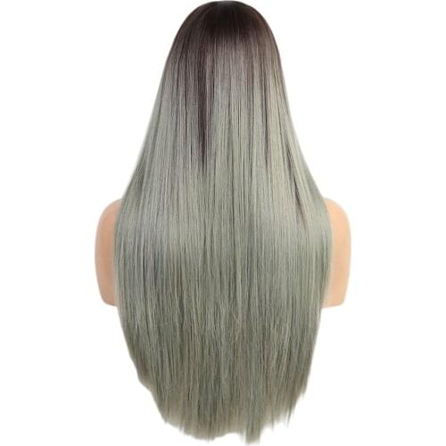 28 Inches Hair Wigs with Hair Bangs for Women Long Length Straight Gray Natural Looking Silky Smooth Full Hair Wigs for Women