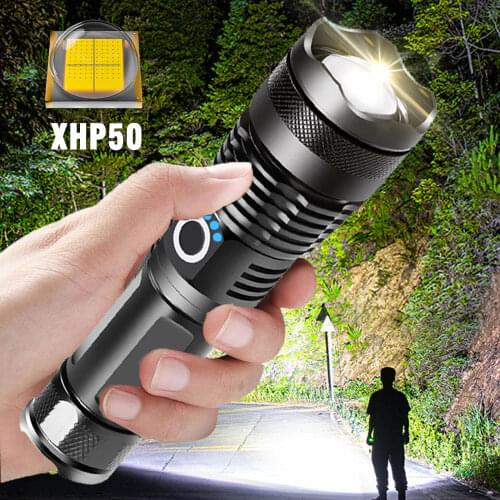 ZHIYU Adjustable Flashlight Strong Light Rechargeable LED Torch 18650 or 26650 Battery Zoom 5 Modes Outdoor Camping Emergency
