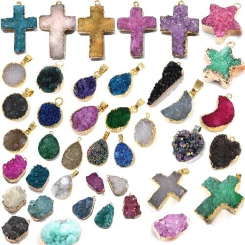 Natural Stone Quartz Water drop shape Pendants Crystal Cluster Pendant for Jewelry Making DIY Necklace Accessories18x34mm