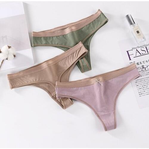 Sexy Underwear Women Pure Cotton G-String Low Waist Thong Seamless Sports T Pants Ladies Thong Antibacterial Women Thong Brief