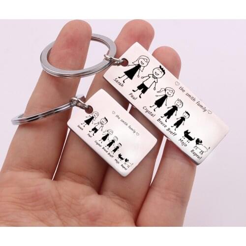 Family Love custom Key Chain Name Customized Personalized Pets Engraved For Parents Children Present Keyring Bag Charm gifts