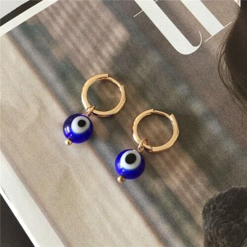 Evil Eye Earrings Small Hoop Dainty Earrings Huggie Blue Earrings Gold Plated Earrings Accesorios Mujer