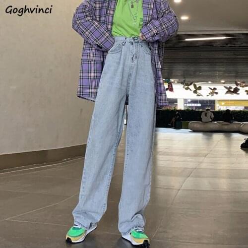 Blue Jeans Women Adjustable Waist Wide Leg Loose Summer Full-length Baggiest All-match Fashion Washed Pockets Streetwear Quality