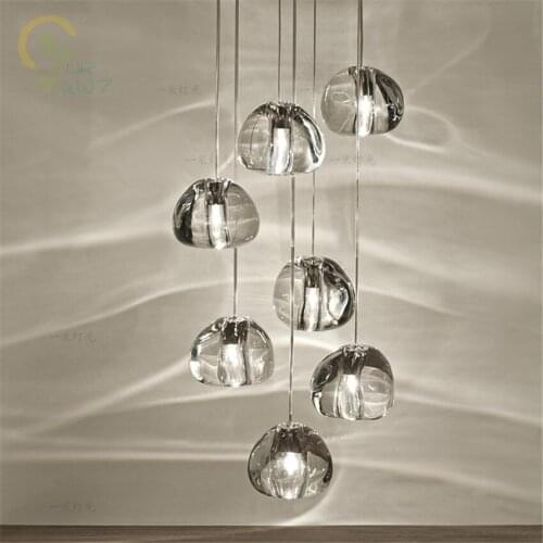 LED Pendant Irregular Crystal ball Chandeliers for stairwell stair lighting G4 Led chandelier Bar Nordic Restaurant Crystal lamp