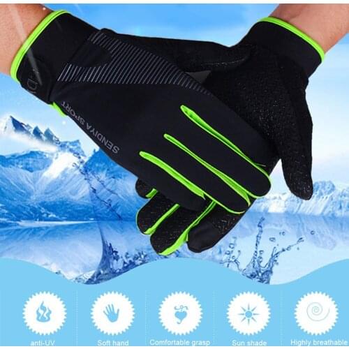 Ultra-thin Cycling Gloves Anti Slip Touch Screen Full Finger Bicycle Gloves For Running Cycling Driving Ice Silk Breathable