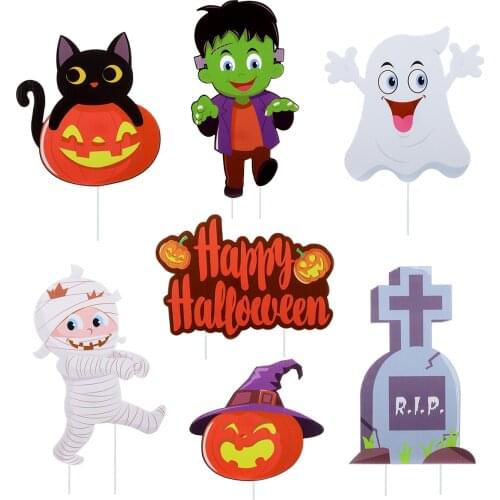 Yardwe 7pcs Halloween Yard Signs Outdoor Lawn Decorations Happy Halloween Garden Scene Accessories Halloween Yard Decorations