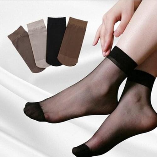 10 Pairs Womens Socks Ultra Thin Elastic Silk Girl Short Stockings Ankle Low Cut Socks Harajuku See Through Socks Calcetines