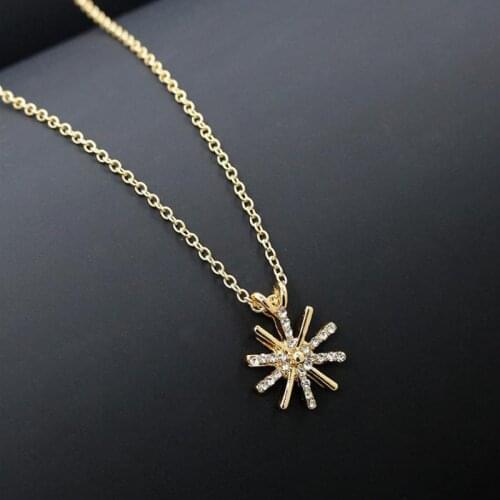 Sunflower Pendant Necklace For Women Fashion Jewelry Classic Sweater Charm Necklaces Crystal Rhinestone Collier Bijoux Gift
