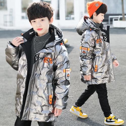 Winter Jacket For Boys ChildrenS Coat Fashion Hooded Warm Letters Print Teenager Clothes Outerwear Parkas Thicken High Quality