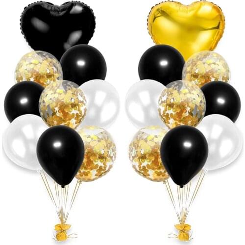 18pcs Gold Black Latex Balloons Confetti Balloon Wedding Decoration Happy Birthday Party Ballons Baby Shower Party Supplies