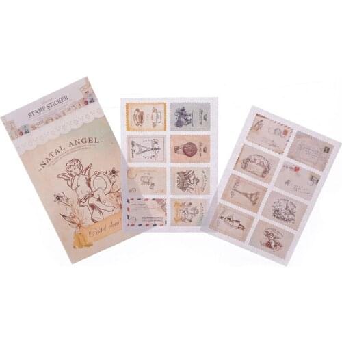 2 Sheets Lovely Stationery Sticker DIY Vintage Scrapbook Note Paper Retro Tower Flower Stamps Stickers Decor Random Style