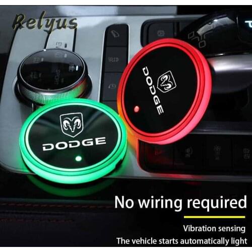 2Pcs Luminous Car Led Cup Coaster Non-slip Mat Atmosphere Light For odge Charger Ram 1500 Durango Challenger Dart Neon Forza