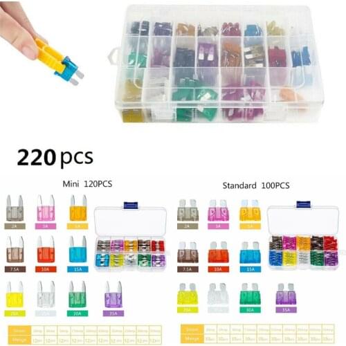 220PCS Car Fuse Assorted Car Truck Standard Blade Fuse 2A/3A/5A/7.5A/10A/15A/20A/25A/30A/35A Blade Fuse Dropshipping New Arrival
