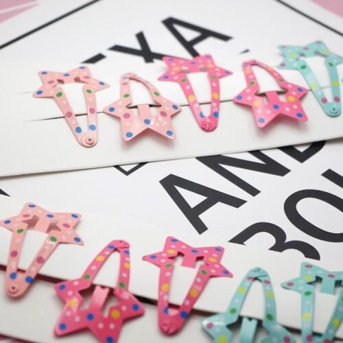 6PCS Lovely Cartoon Baking Finish Five-pointed Star Baby BB Clips Girls Hairpins Hair Clip Kids Headwear Children Accessories
