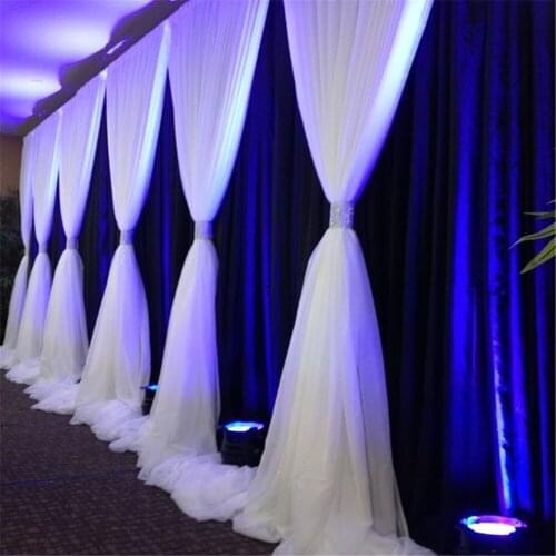 Sequin wedding backdrop 10ftx20ft curtain with Chiffon Valance wag wedding background party curtain decoration free shipping