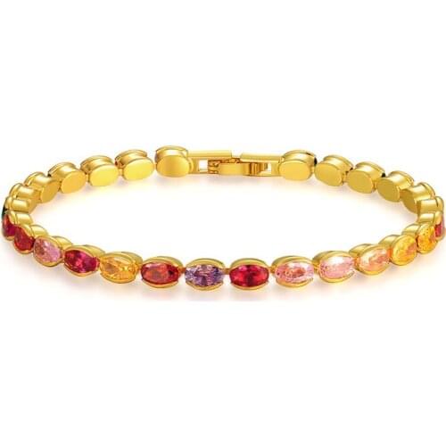 Colorful Crystal Tennis Bracelets For Women Cubic Zirconia Tennis Bracelet 17/19cm Bangle Jewelry Pulseras Mujer Bijoux Femme