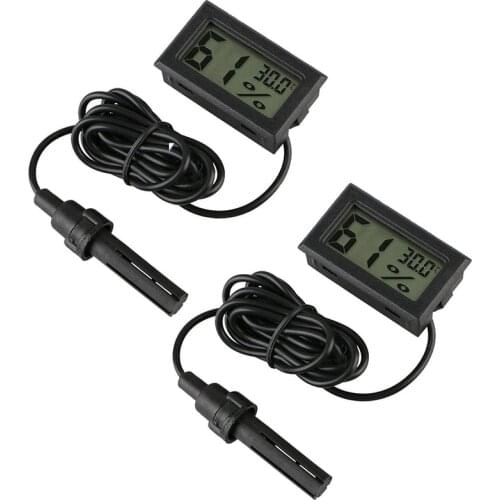 HLZS-2 Pcs Digital Thermometer Hygrometer, Hygrometer Thermometer Mini Probe Thermometers Temperature Humidity Gauge Meter
