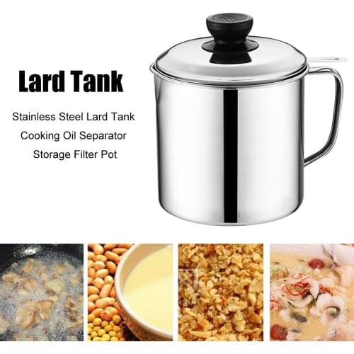 1.3L Large Capacity Cooking Oil Separator Filter Pot Stainless Steel Lard Tank Household Cooking Oil bottle Filter Residue Tank