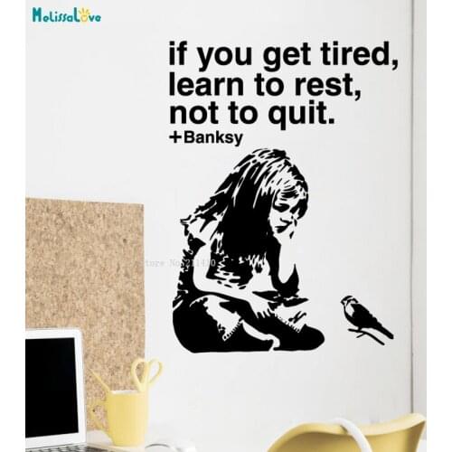 If You Get Tired Learn To Rest Not To Quit Word Wall Stickers Removable Philosophy of Life Office Decals YT3599