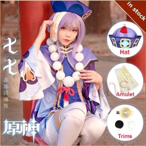 Genshin Impact Cosplay Qiqi Costume Qiqi Cosplay Genshin Impact Costume Genshin Impact Zombie Girl Dress Tops Pants Accessories