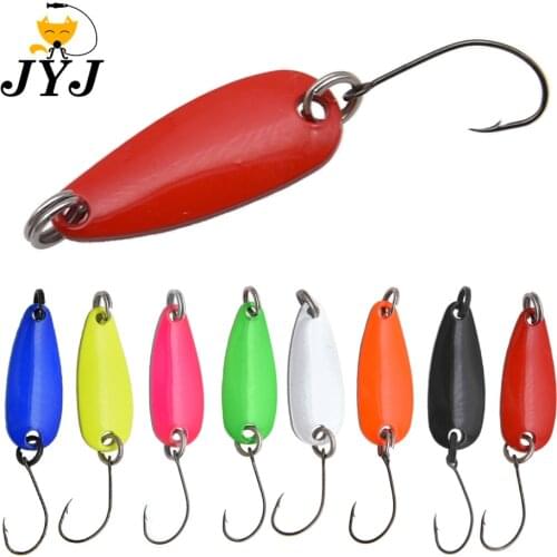 JYJ 1pc 3.2g 30mm Fishing Lure Colorful Spoon Bait Metal Spoon Fishing Lure For Trout Single Hook