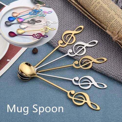 Coffee Spoon Tableware Stainless Steel Dinner Desser Teaspoon Mug Stirring Spoon Kitchen Supplies Music Bar Ice Spoon Utensils