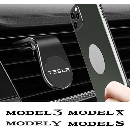 Air Vent Clip Mount L-Type Magnetic Mobile Phone Holder For Tesla Model 3 X S Y P100D Cellphone Stand Support Car Accessories