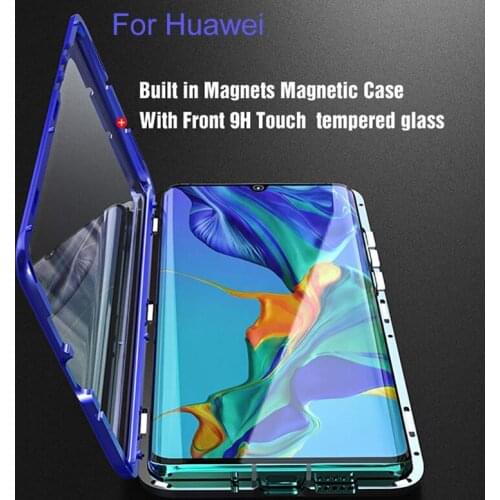 360 Degree Magnetic Adsorption Glass Case For Huawei Nova 3i 4 3 2S 5 5i Mate10 P30 Pro 6 6SE Enjoy 9 9S Double Side Glass Case