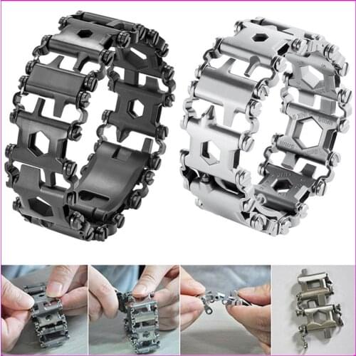 29 in 1 Multi Tool BraceletStainless Steel Bolt Driver Tools Kit Wearable Bike Camping Hiking Travel Outdoor Multifunction Tool