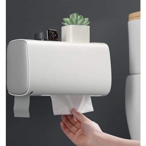 Wall Mounted Toilet Paper Holders Adjustable Double Layer Shelf Bathroom Waterproof Tissue Storage Box Roll Paper Creative Tray