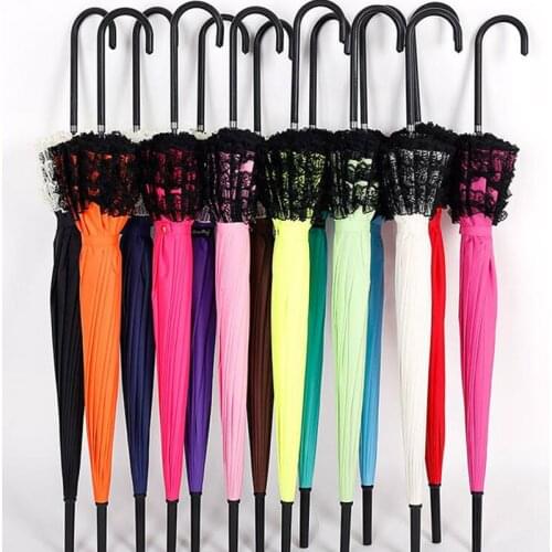 New Elegant Semi-automatic Lace Golf Umbrella Fancy Sunny and Rainy Pagoda Umbrellas 12 Colors Available 20pcs