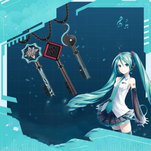 Official Japanese Anime HatsunMiku Key Shape Stainless Steel Necklace Pendants Women Metal Jewelry Cosplay Accessory Girls Gifts