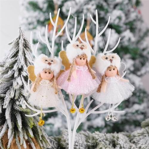 Merry Christmas Lovely Angel Girl Plush Bell Doll Pendant Kids Xmas Gift Tree Ornaments Party Hanging Decorations Event Supplies