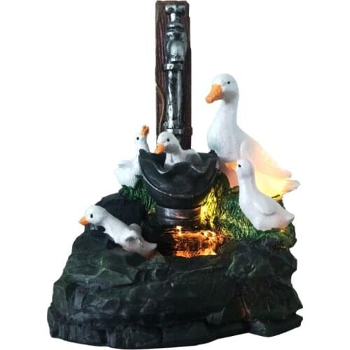 Resin Duck Statue Fountain Light Creative Animal Garden Statue Patio Fountain Outdoor Landscape Garden Art Resin Outdoor