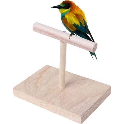 4X7B Portable Wooden Pet Parrot Training Rotation Perched Stand Platform Birds Paw Grinding Toys