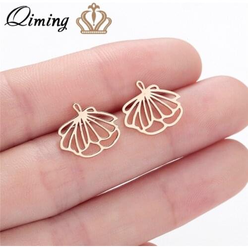 QIMING Hollow Simple Leave Branch Earrings Women Ethnic Stainless Steel Jewelry Accessories Plant Studs Female Ladies Earrings