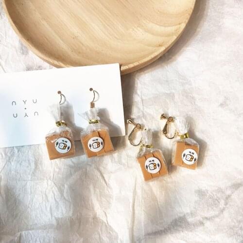 Creative Handmade Small Proportion Toast Bread Earrings Trend Funny Emulational Food Jewelry Vigorous Girl Student Gifts