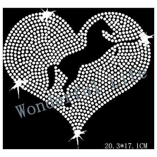 Rhinestones pattern t-shirt horse wiht heart diy sign of rhinestones pattern transfer design free shipping